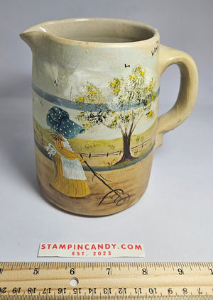 Handcrafted/Painted Pottery Pitcher - Ozarks - W. Ames 179