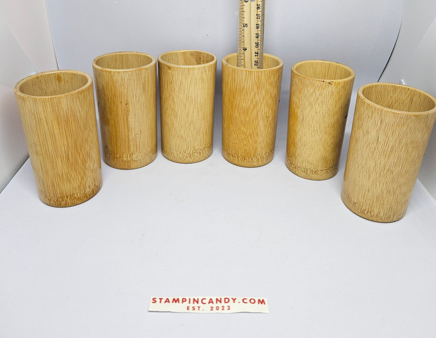 Vintage Bamboo Hand-Painted Cups x 6