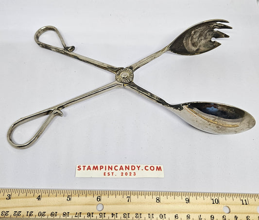 Vintage Silver Plated EP Zinc Salad Tongs