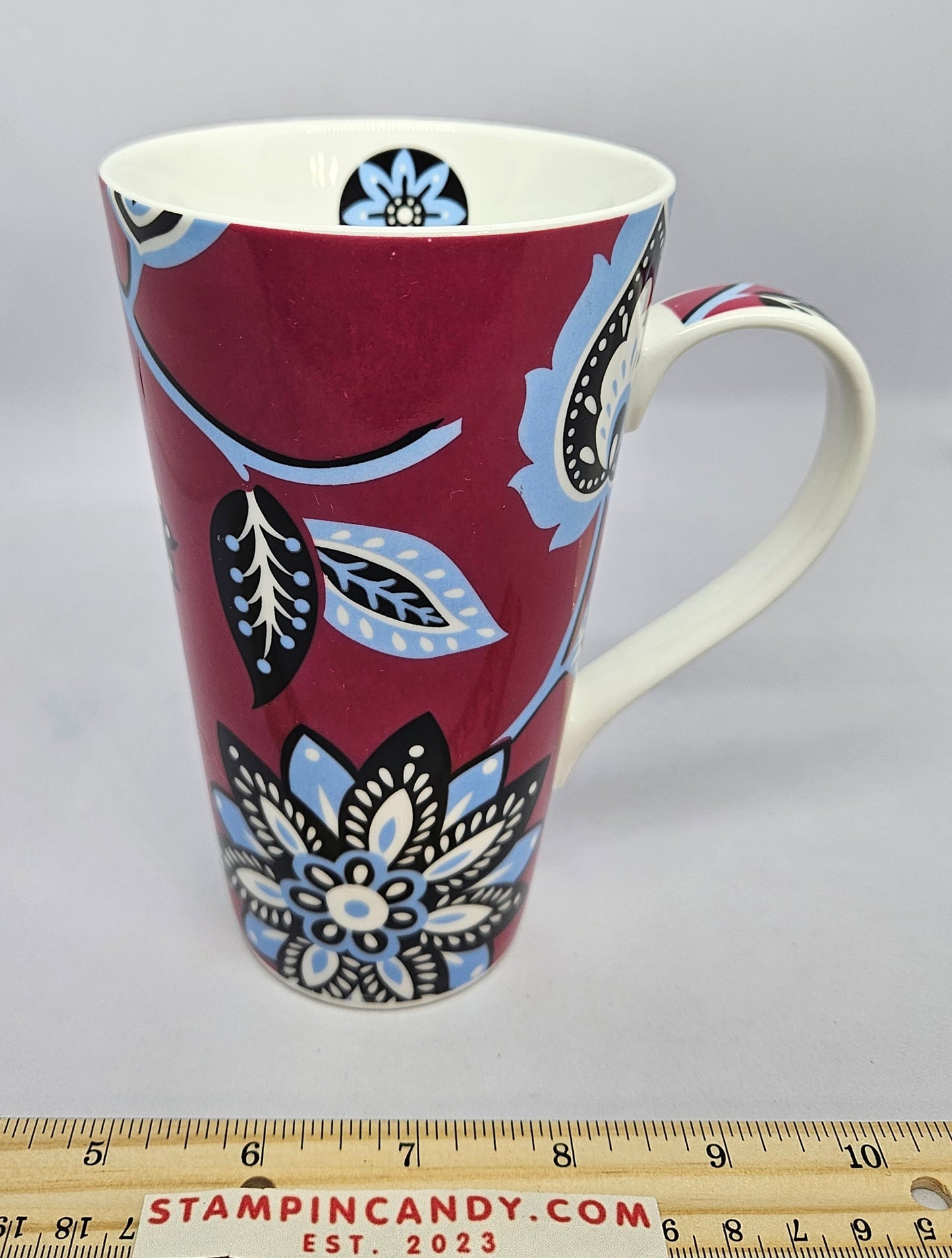 Maroon Floral Patterned Mug