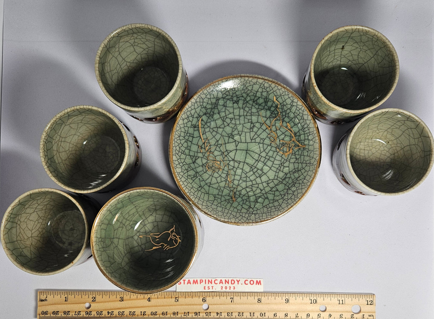 Japanese Somayaki Double-Walled Tea Set - 6 Pieces
