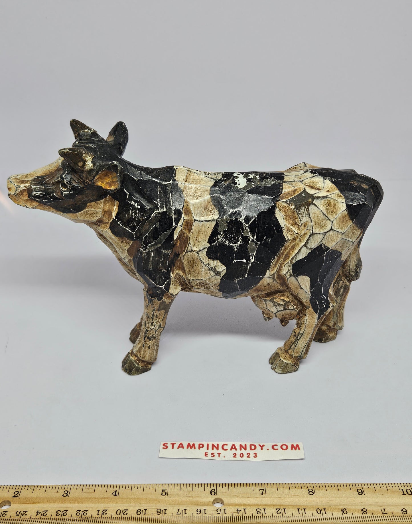 Cool Hand Carved / Painted Wooden Cow