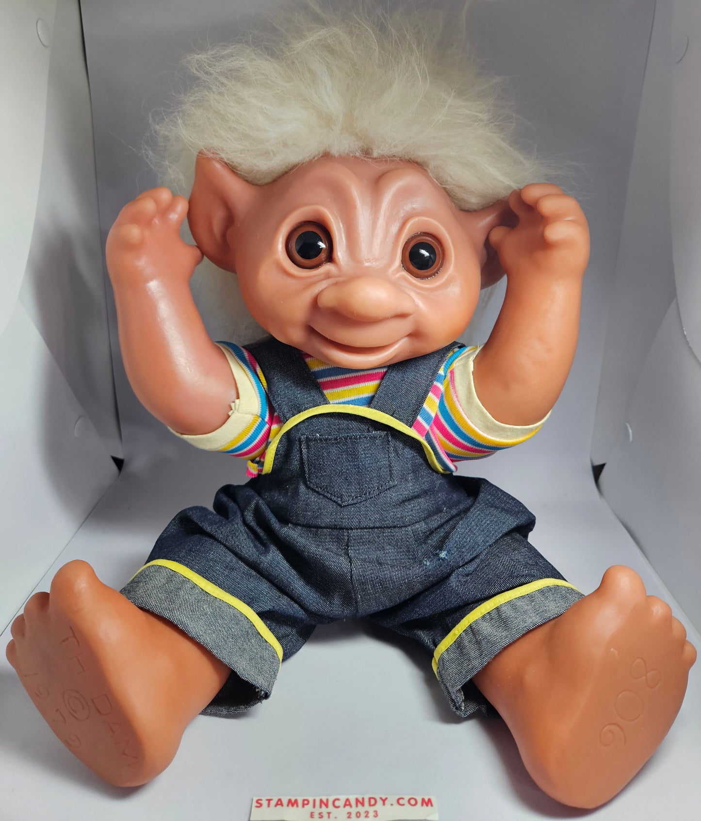 1979 Poseable 17 inch Giant Henry/Thomas Troll Doll - Rare 5 Finger Variant