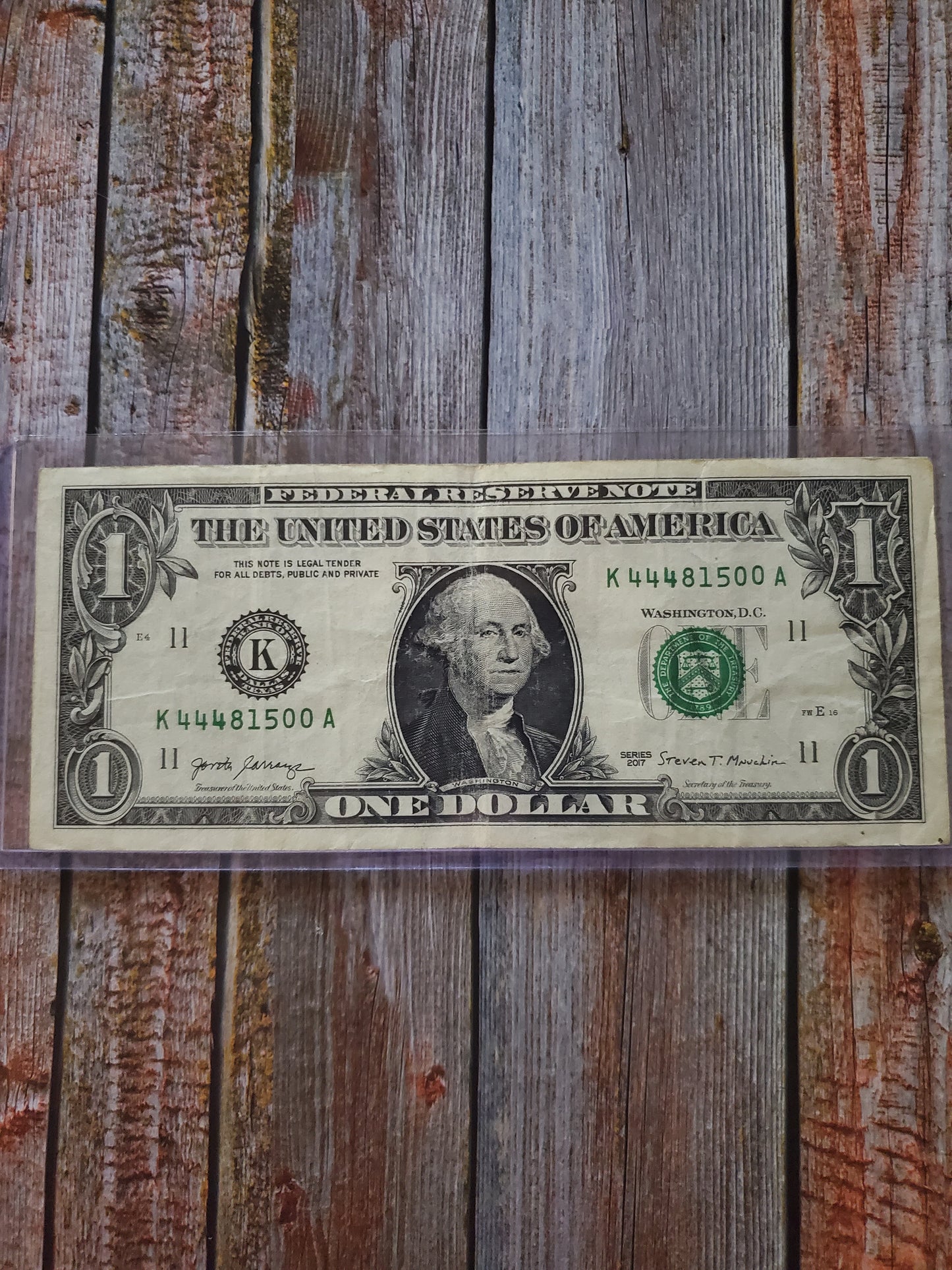 Fancy Serial Number $1 - "K 44481500 A"