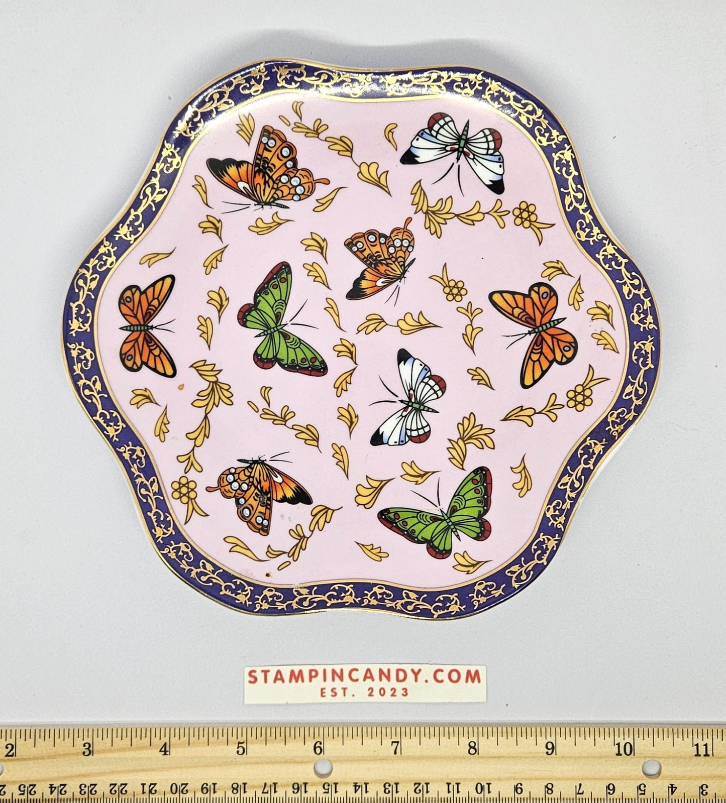 CC&T Butterfly Plate - Scalloped Edges - Coffee / Tea 7.5"