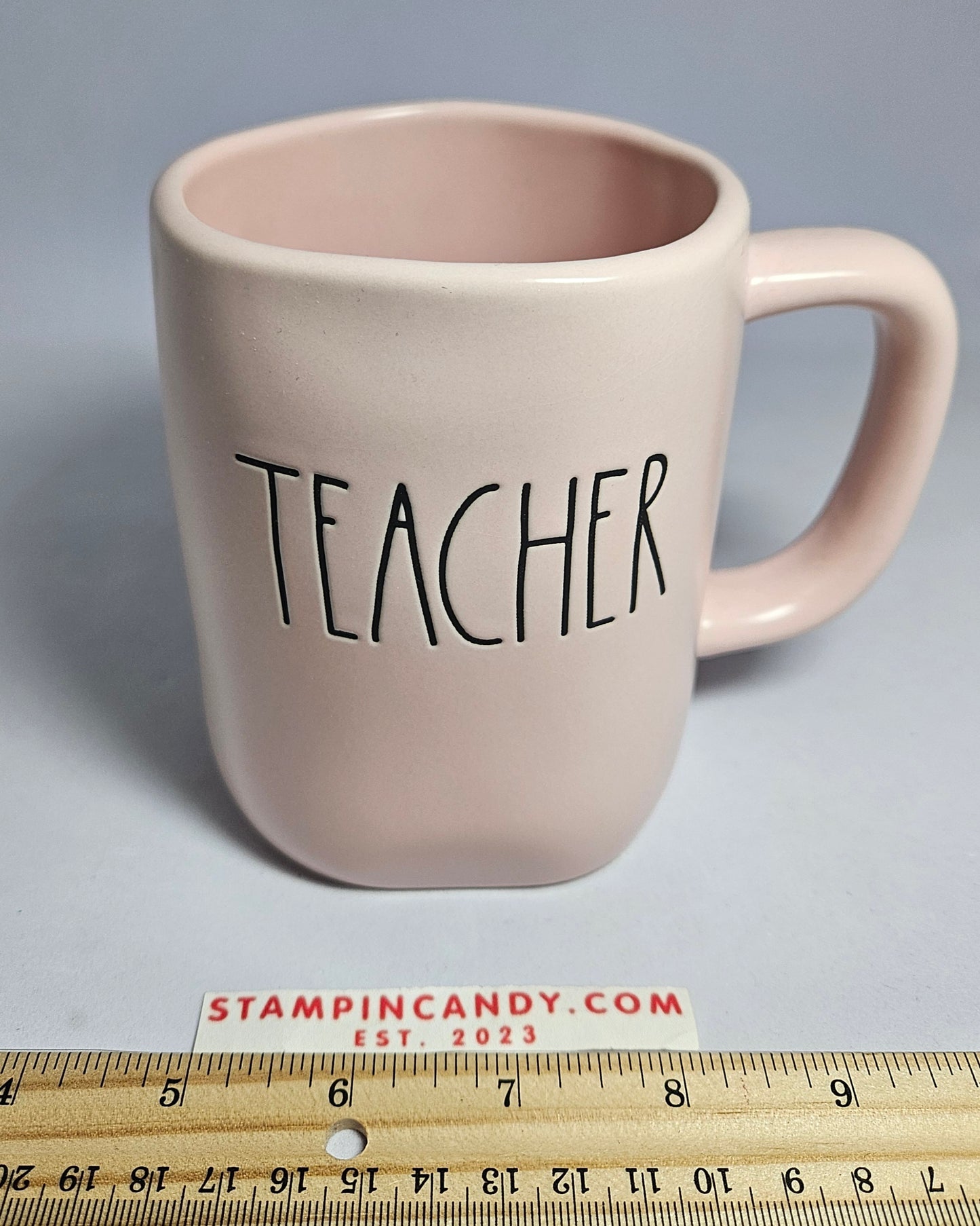 Rae Dunn "Teacher" Pink Mug