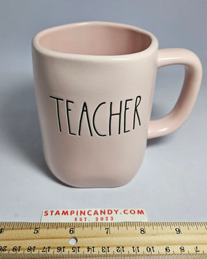 Rae Dunn "Teacher" Pink Mug