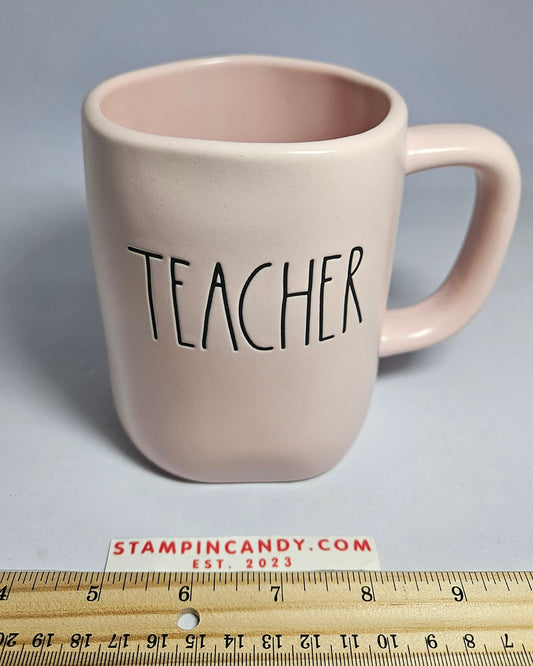 Rae Dunn "Teacher" Pink Mug