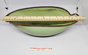 Frankoma Pottery 202 - Elongated Green/Brown Bowl