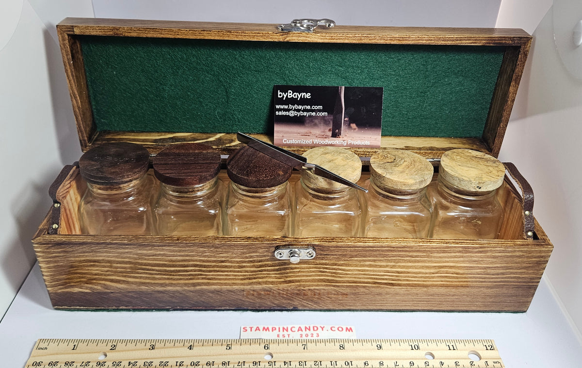 Handmade Apothecary Box with Removeable Tray and 6 Bottles