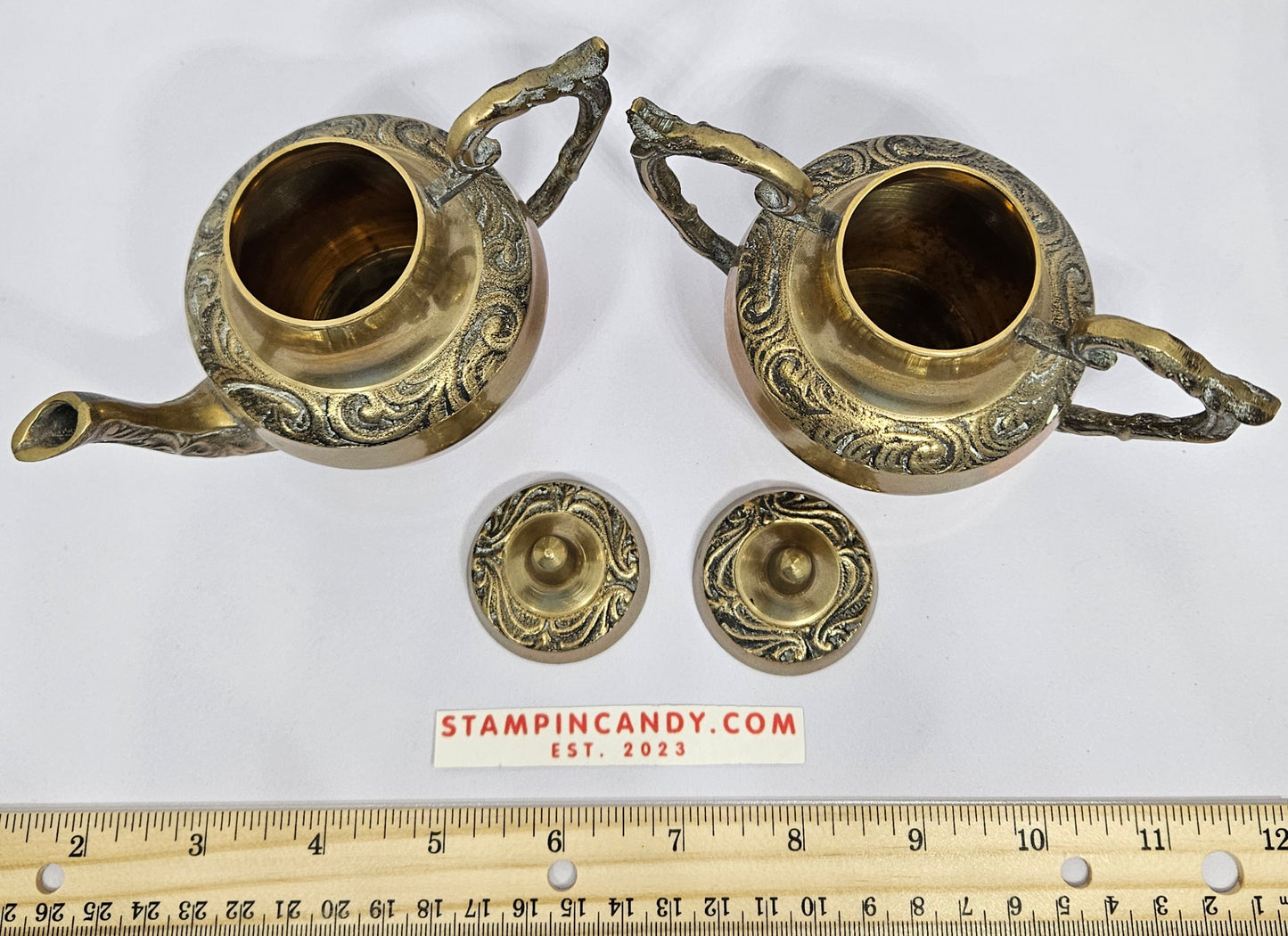 Vintage Brass Tea Set - Creamer / Sugar