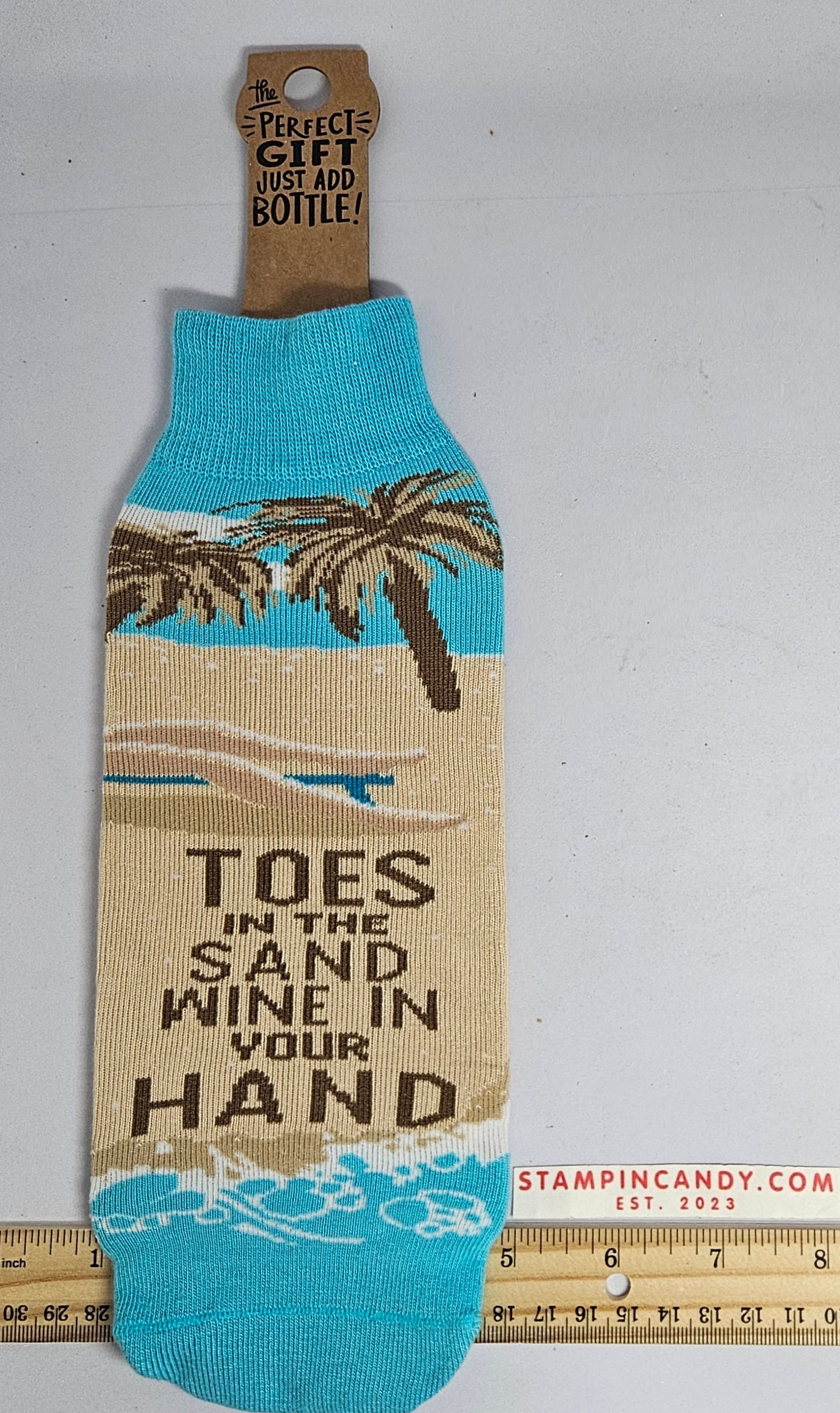 Wine Sock - Primitives by Kathy - Feet in the Sand Wine in the Hand - Decorative Cover