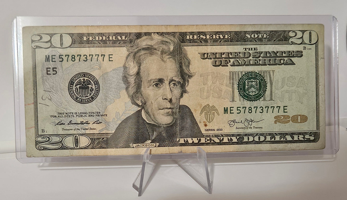 Fancy Serial Number $20 - "ME 57873777 E"