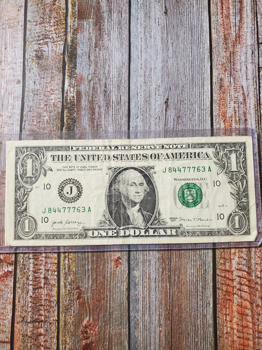 Fancy Serial Number $1 - "J 84477763 A"