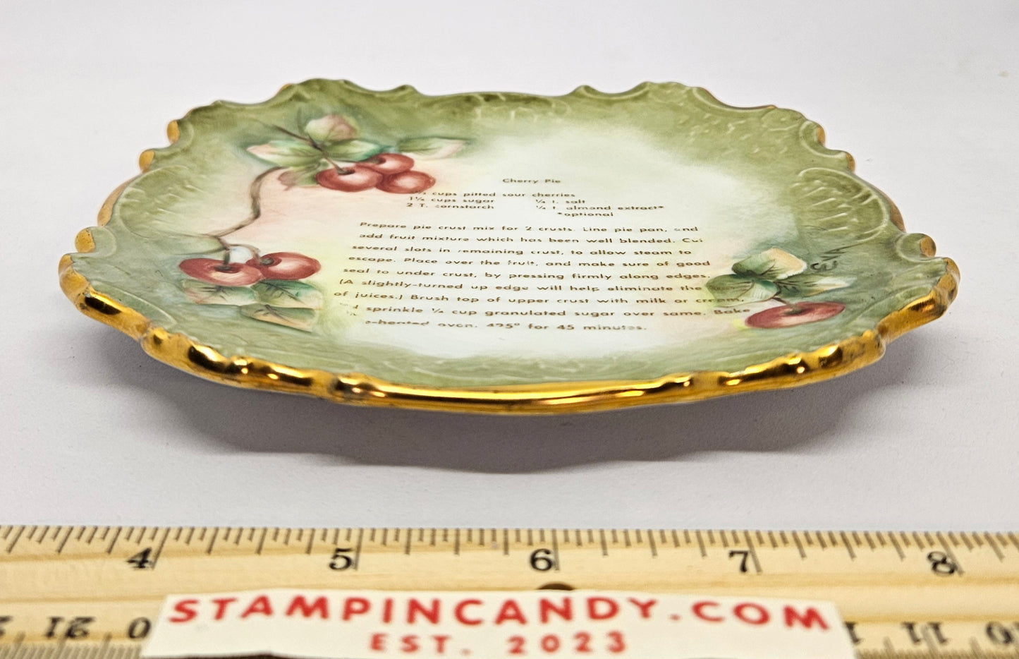 Eva McCormick 1964 Decorative Plate - Cherry Pie Recipe