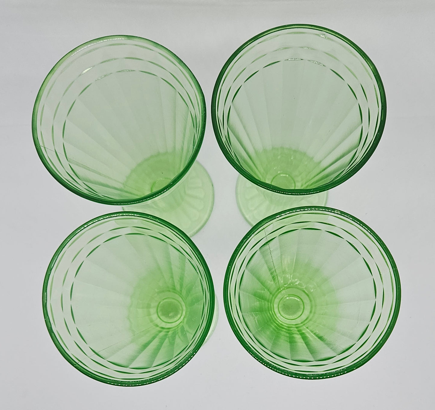 Uranium Glass Footed 6" Sundae / Soda Fountain Glasses