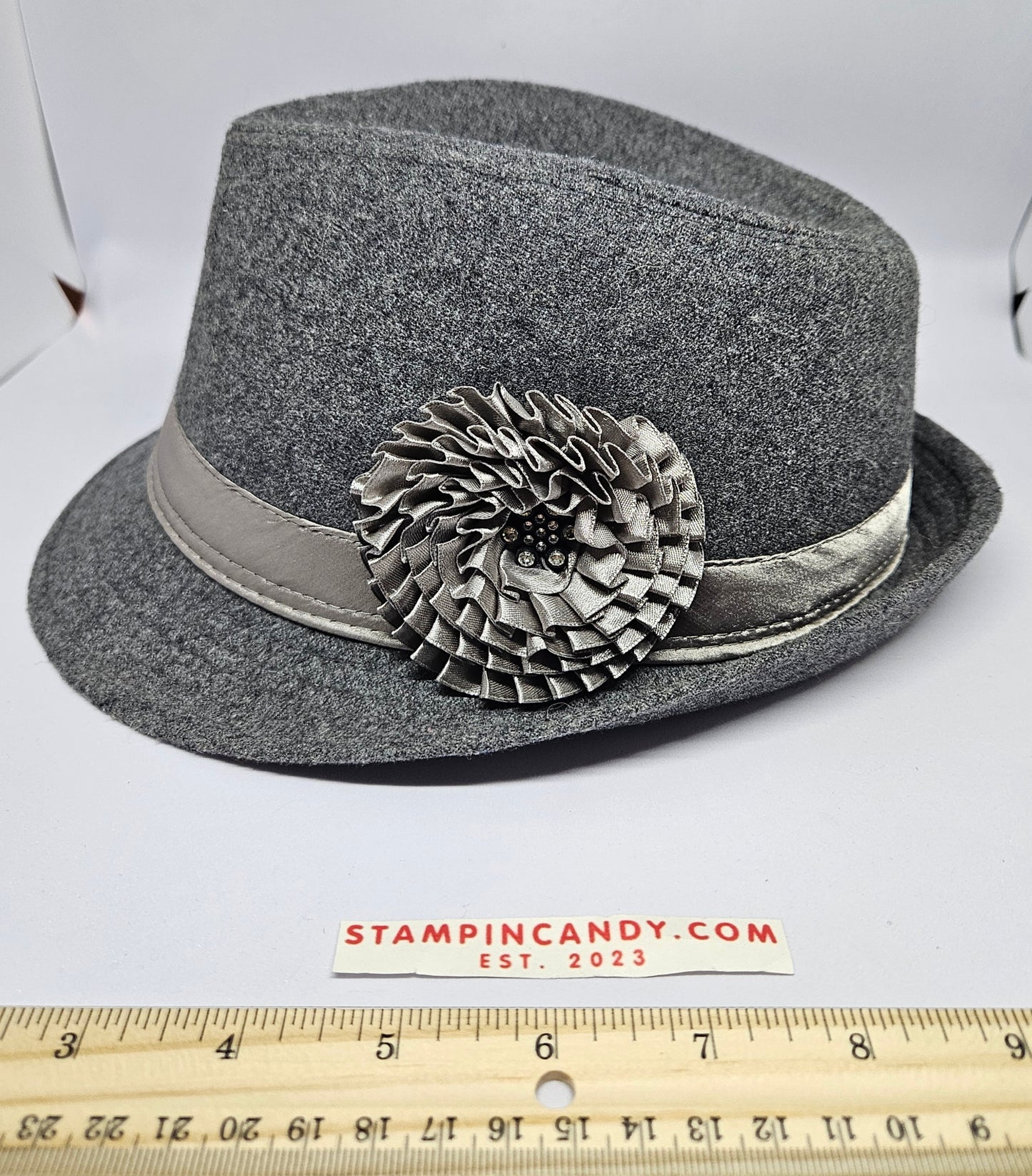 Cato - Grey Fabric Flower Fedora