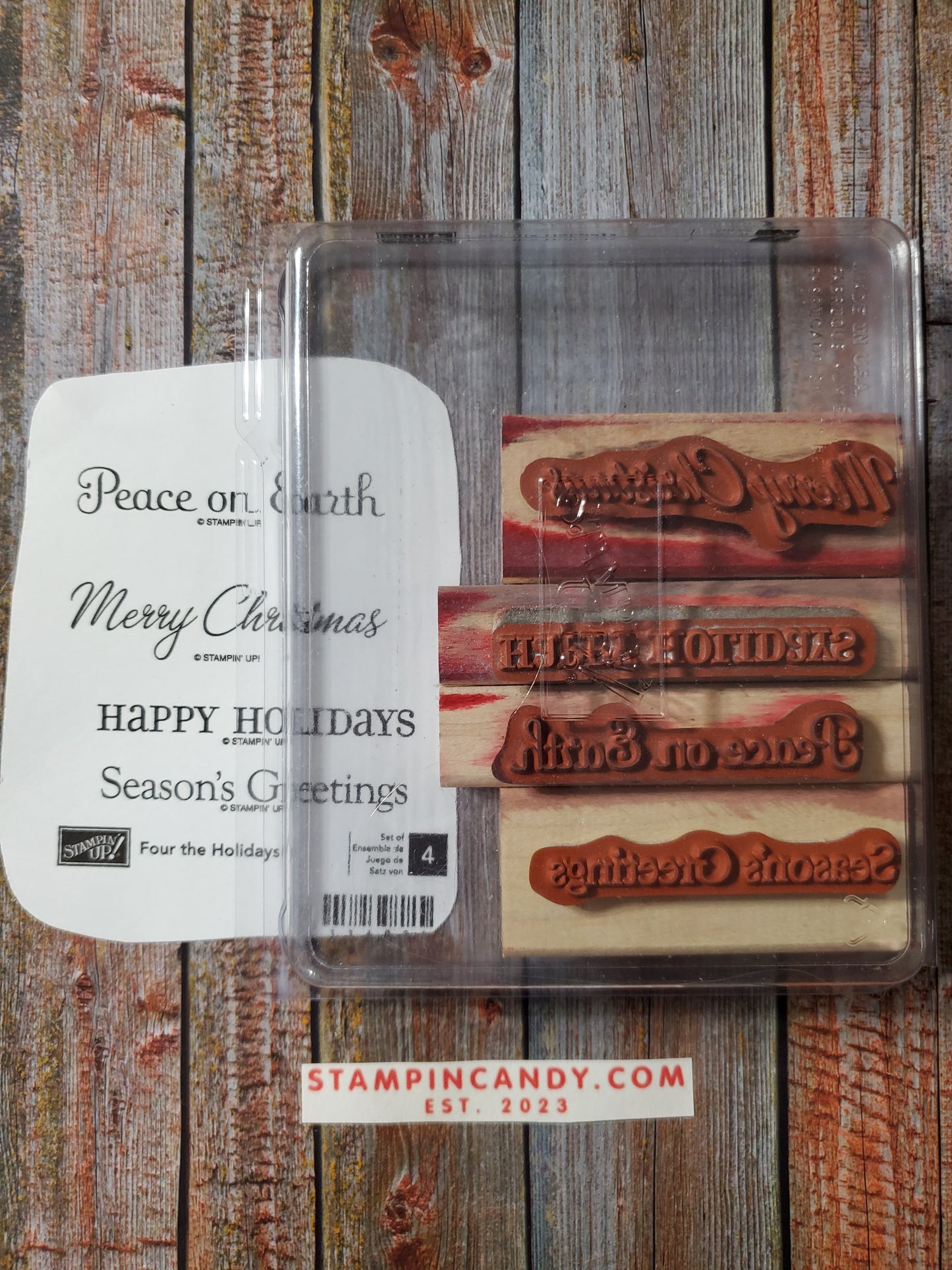 Stampin' UP! "Four the Holidays" Stamp Set (Wood Block)