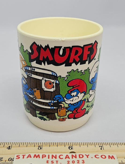 Vintage 1980 Smurfs Plastic Mug