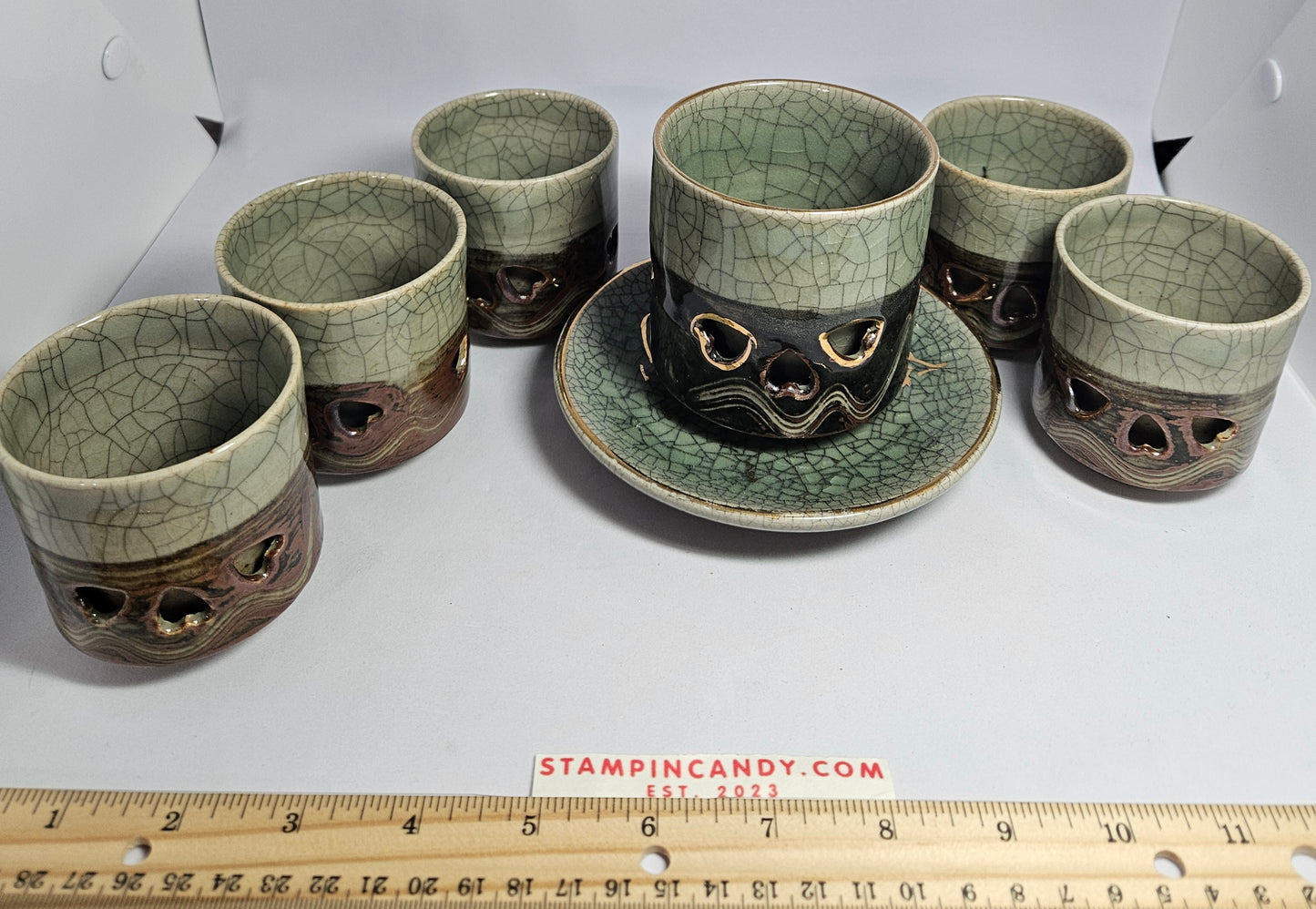Japanese Somayaki Double-Walled Tea Set - 6 Pieces