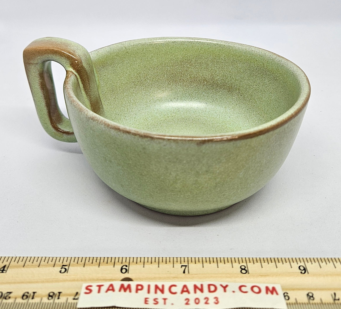 Frankoma Pottery 4SC - Green Handled Soup Bowl / Mug