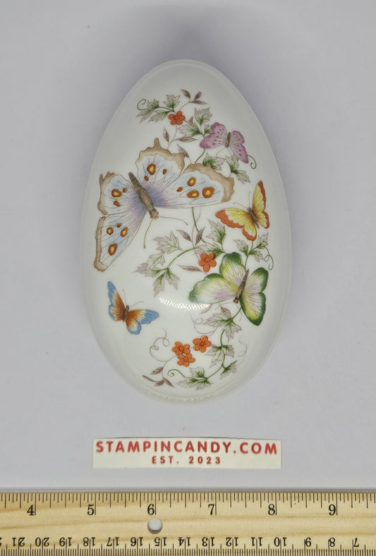 Vintage Avon Porcelain - Butterfly Design Egg Shaped Trinket Box