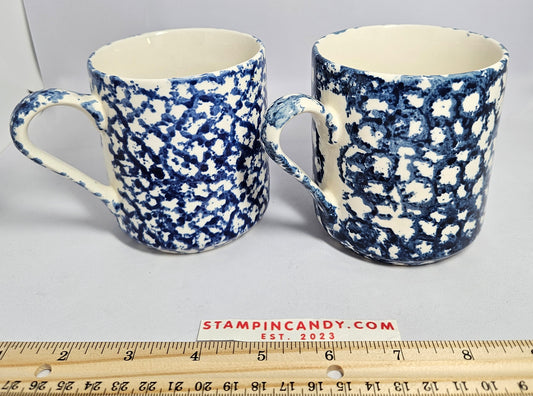 Blue/White Spongeware Gibson Mugs (Set of 2)