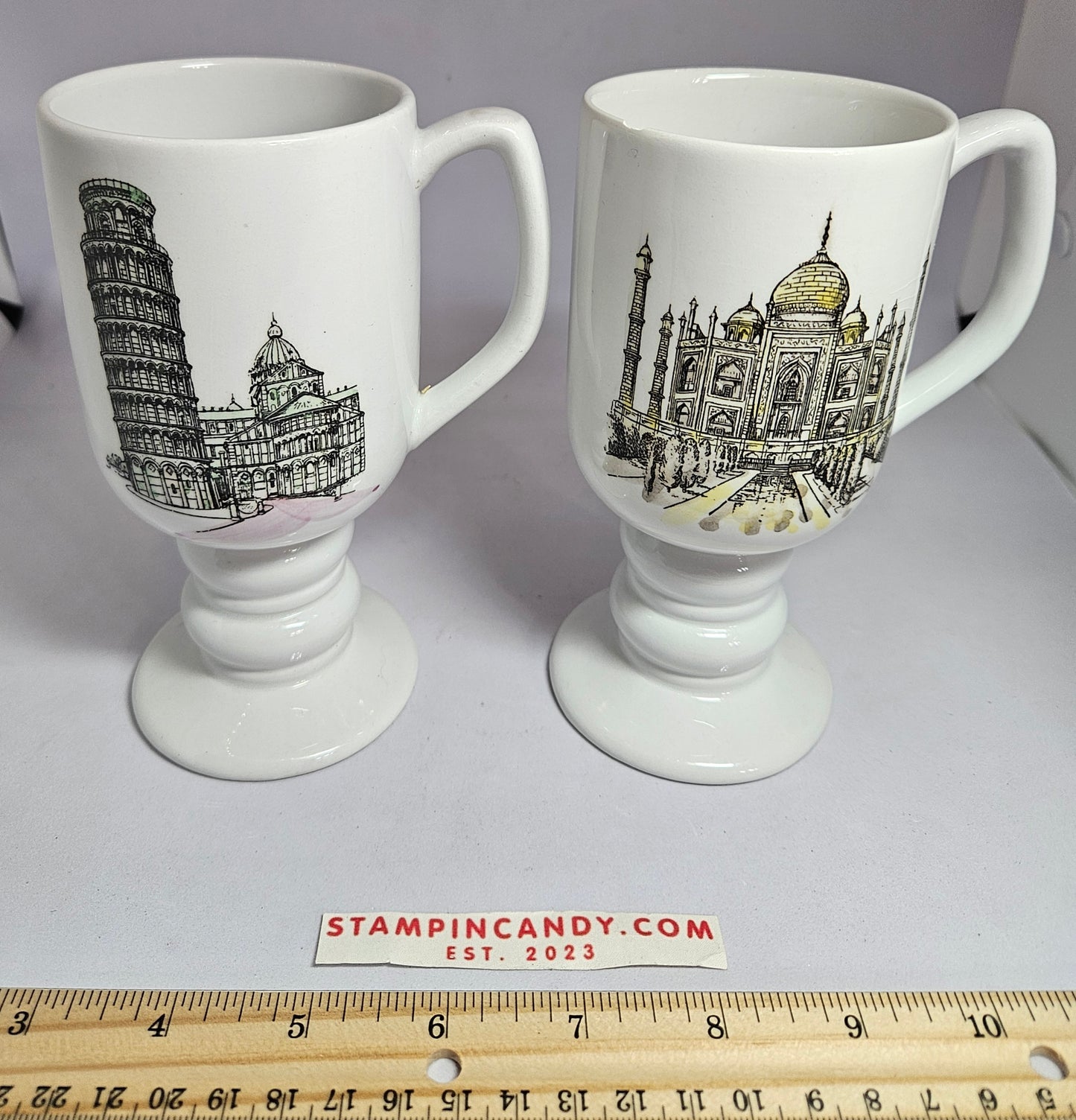 1965 Kaysons Continental Cups "Leaning Tower of Pisa" and "Taj Mahal" Mugs