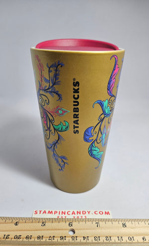 Starbucks 2024 - Holiday Pink Deer / Gold Double-Walled Ceramic Tumbler