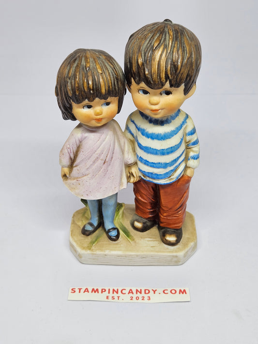 Vintage 1971 Moppets - Boy & Girl Holding Hands - By Fran Mar