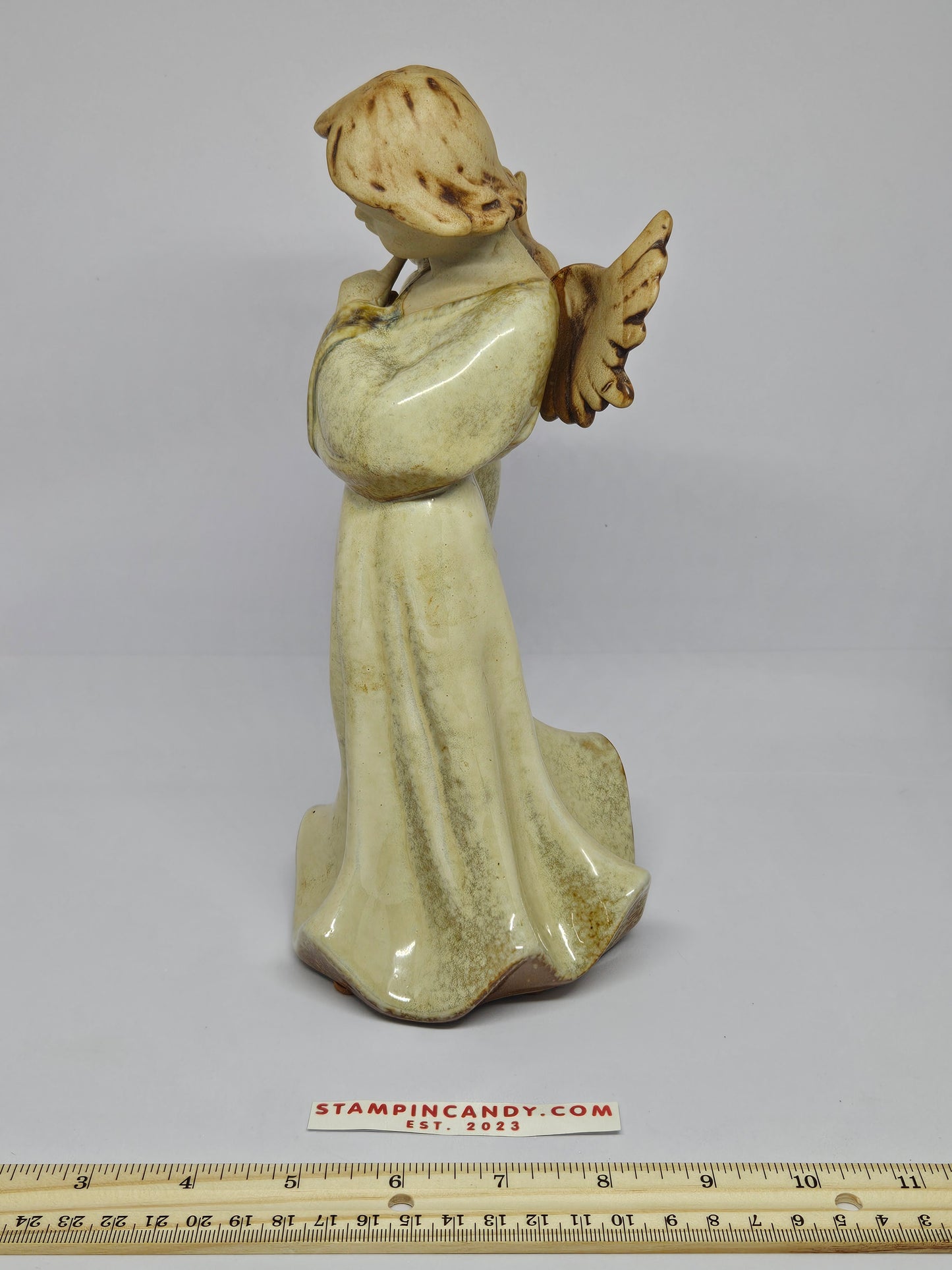 Vintage Ceramic Angel & Dove Pottery 10 Inches Tall