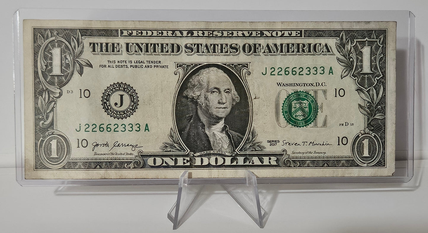 Fancy Serial Number $1 - "J 22662333 A"