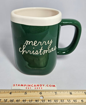 Rae Dunn - "Merry Christmas" & Reindeer Green Double-Sided Mug