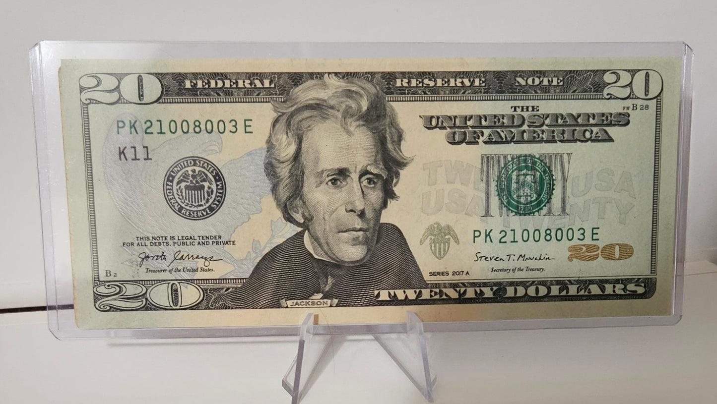 Fancy Serial Number $20 - "PK 21008003 E"