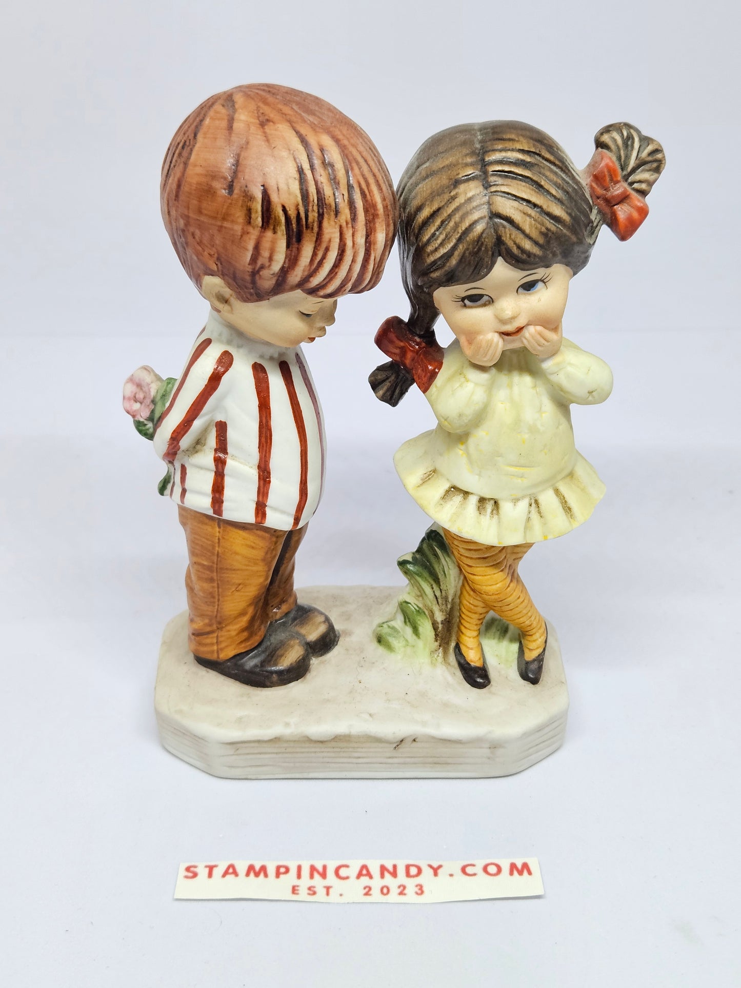 Vintage 1971 Moppets - Boy with Flower & Girl - By Fran Mar