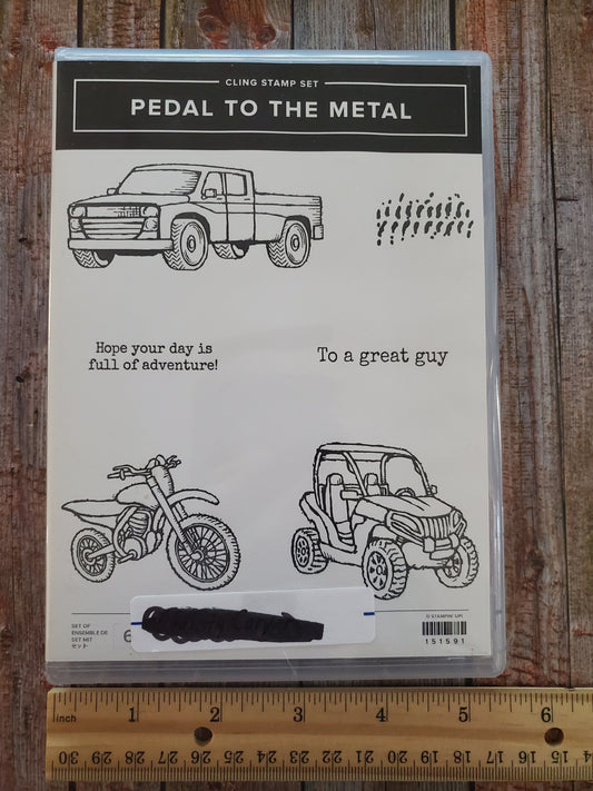 RARE! Stampin' UP! "Pedal to the Metal" Stamp Set